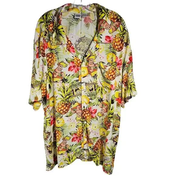 Nickelodeon SpongeBob SquarePants Men's Rayon Button Down Shirt XXL - Picture 1 of 12